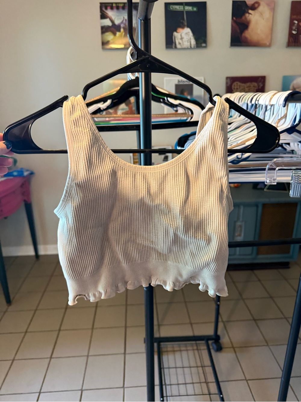 Women’s Ribbed Crop Tank Top in Cream